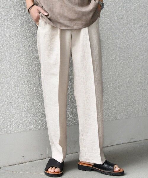 SHIPS / シップス その他パンツ | SHIPS any:〈洗濯機可能〉リネン混 2プリーツ リラックス ワイド テーパード パンツ◆（ナチュラル）