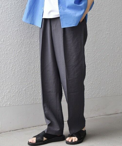 SHIPS / シップス その他パンツ | SHIPS any:〈洗濯機可能〉リネン混 2プリーツ リラックス ワイド テーパード パンツ◆（チャコールグレー）