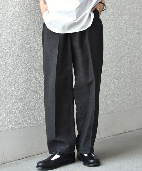 SHIPS / シップス その他パンツ | SHIPS any:〈洗濯機可能〉リネン混 2プリーツ リラックス ワイド テーパード パンツ◆（ブラック）