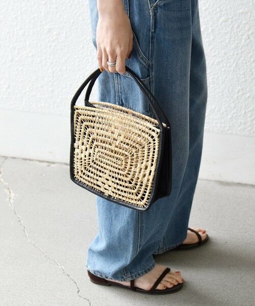 SHIPS / シップス ハンドバッグ | 《予約》TARANGO: スクエア ミニ カゴ バッグ（ブラック）