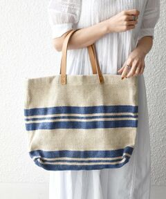 SHIPS / シップス トートバッグ | 《予約》TARANGO: ライン デザイン ジュート ビッグ トート（A4対応）