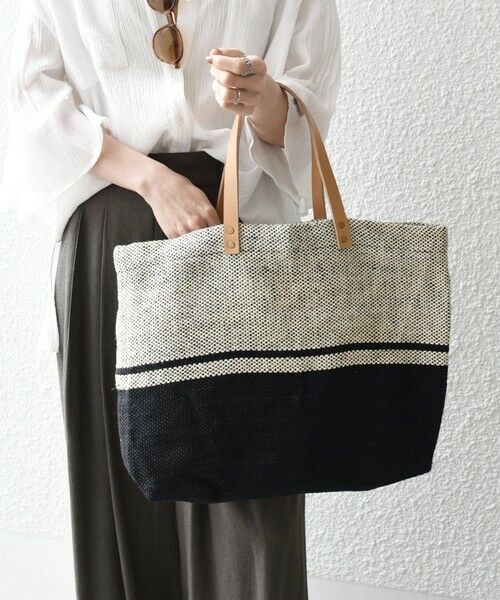 SHIPS / シップス トートバッグ | 《予約》TARANGO: ライン デザイン ジュート ビッグ トート（A4対応） | 詳細4