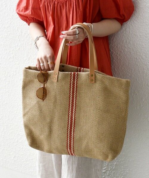 SHIPS / シップス トートバッグ | 《予約》TARANGO: ライン デザイン ジュート ビッグ トート（A4対応） | 詳細6