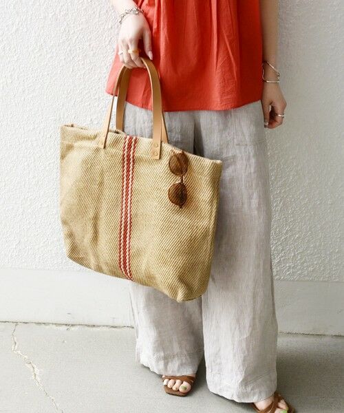SHIPS / シップス トートバッグ | 《予約》TARANGO: ライン デザイン ジュート ビッグ トート（A4対応） | 詳細7