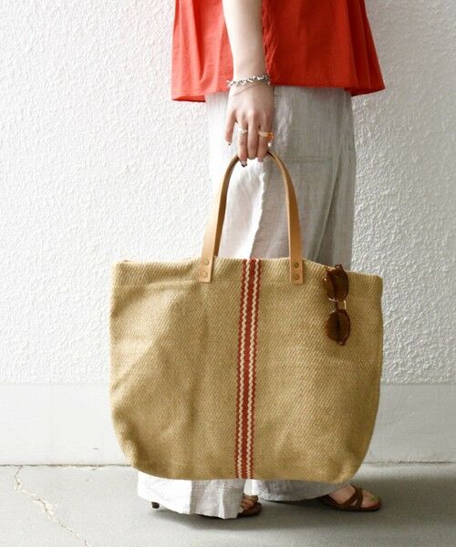 SHIPS / シップス トートバッグ | 《予約》TARANGO: ライン デザイン ジュート ビッグ トート（A4対応） | 詳細8