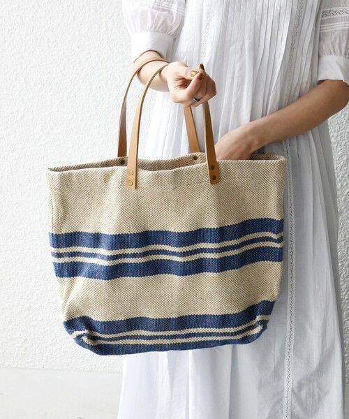 SHIPS / シップス トートバッグ | 《予約》TARANGO: ライン デザイン ジュート ビッグ トート（A4対応） | 詳細10