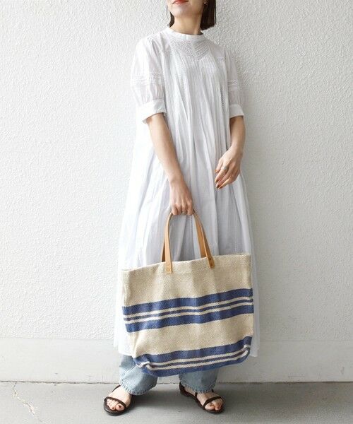 SHIPS / シップス トートバッグ | 《予約》TARANGO: ライン デザイン ジュート ビッグ トート（A4対応） | 詳細12