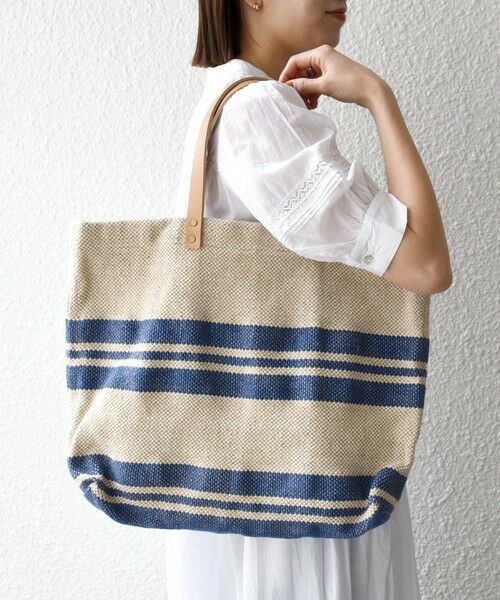 SHIPS / シップス トートバッグ | 《予約》TARANGO: ライン デザイン ジュート ビッグ トート（A4対応） | 詳細9