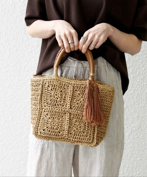 SHIPS / シップス トートバッグ | 《予約》SHIPS any:  メッシュ ペーパー タッセル トート バッグ | 詳細1
