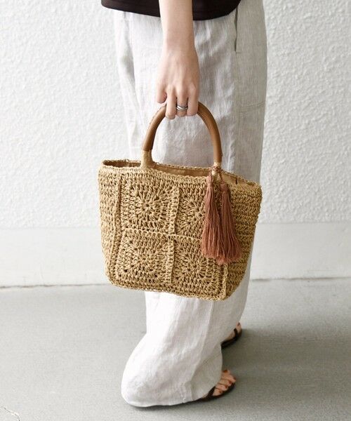 SHIPS / シップス トートバッグ | 《予約》SHIPS any:  メッシュ ペーパー タッセル トート バッグ | 詳細4