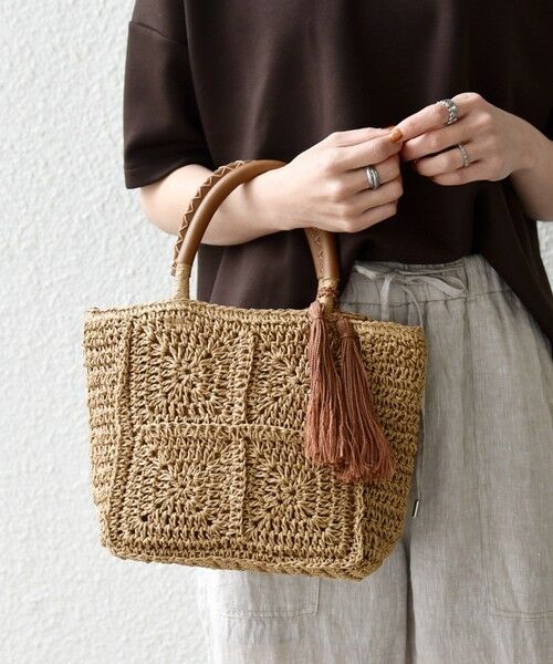 SHIPS / シップス トートバッグ | 《予約》SHIPS any:  メッシュ ペーパー タッセル トート バッグ（キャメル）