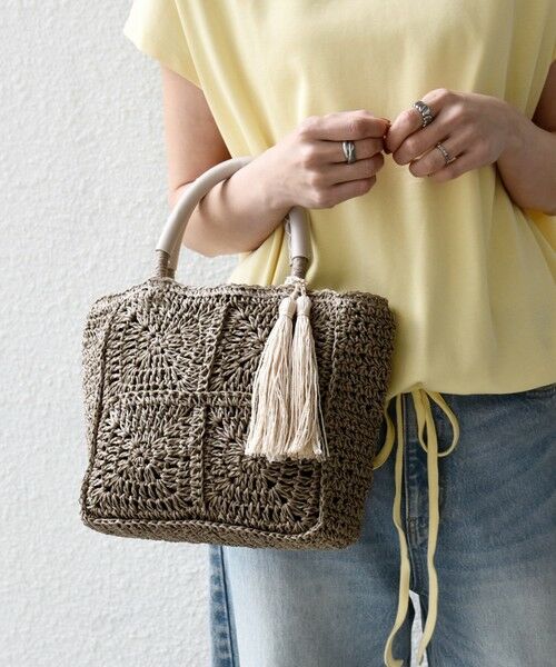 SHIPS / シップス トートバッグ | 《予約》SHIPS any:  メッシュ ペーパー タッセル トート バッグ | 詳細13
