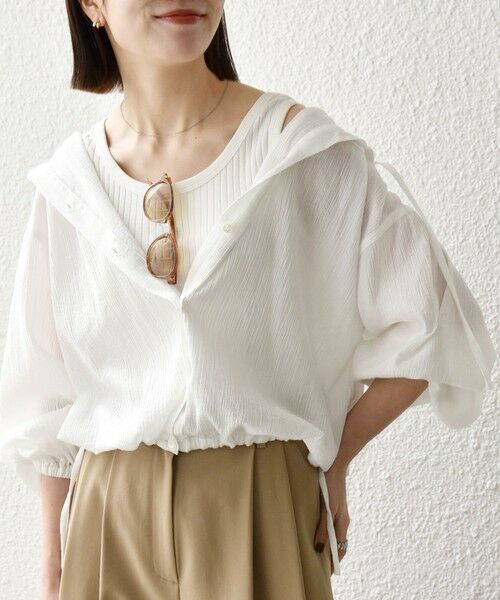 SHIPS / シップス シャツ・ブラウス | 《予約》SHIPS any:〈洗濯機可能〉楊柳 シアー ドロスト フード ブラウス | 詳細10