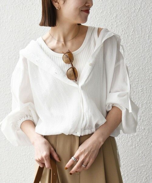 SHIPS / シップス シャツ・ブラウス | 《予約》SHIPS any:〈洗濯機可能〉楊柳 シアー ドロスト フード ブラウス | 詳細11