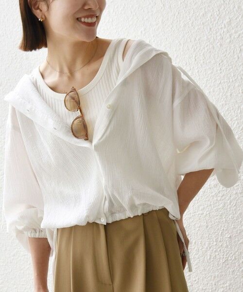 SHIPS / シップス シャツ・ブラウス | 《予約》SHIPS any:〈洗濯機可能〉楊柳 シアー ドロスト フード ブラウス | 詳細3