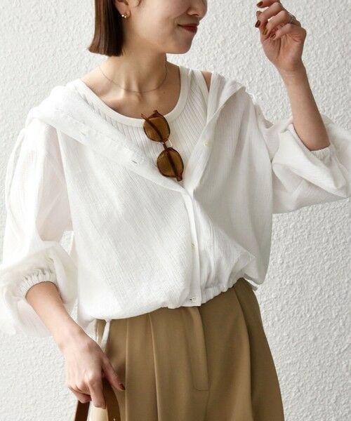 SHIPS / シップス シャツ・ブラウス | 《予約》SHIPS any:〈洗濯機可能〉楊柳 シアー ドロスト フード ブラウス | 詳細4