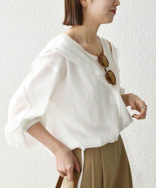 SHIPS / シップス シャツ・ブラウス | 《予約》SHIPS any:〈洗濯機可能〉楊柳 シアー ドロスト フード ブラウス | 詳細5
