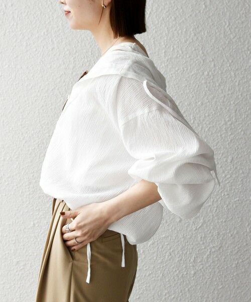 SHIPS / シップス シャツ・ブラウス | 《予約》SHIPS any:〈洗濯機可能〉楊柳 シアー ドロスト フード ブラウス | 詳細7