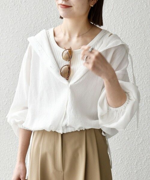 SHIPS / シップス シャツ・ブラウス | 《予約》SHIPS any:〈洗濯機可能〉楊柳 シアー ドロスト フード ブラウス | 詳細8