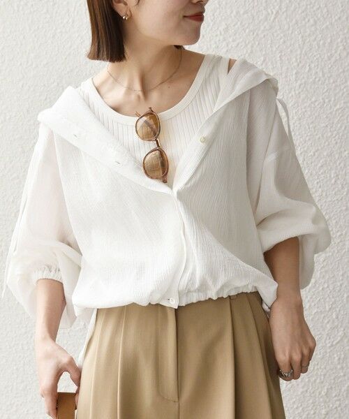 SHIPS / シップス シャツ・ブラウス | 《予約》SHIPS any:〈洗濯機可能〉楊柳 シアー ドロスト フード ブラウス | 詳細9
