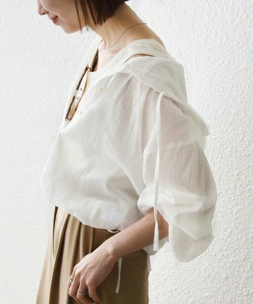 SHIPS / シップス シャツ・ブラウス | 《予約》SHIPS any:〈洗濯機可能〉楊柳 シアー ドロスト フード ブラウス（ホワイト）
