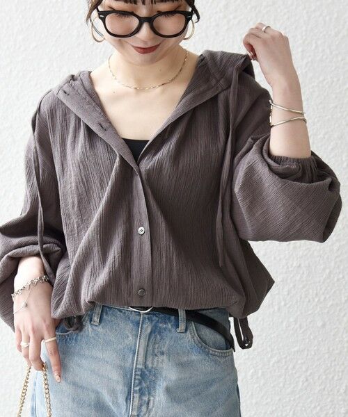 SHIPS / シップス シャツ・ブラウス | 《予約》SHIPS any:〈洗濯機可能〉楊柳 シアー ドロスト フード ブラウス | 詳細16