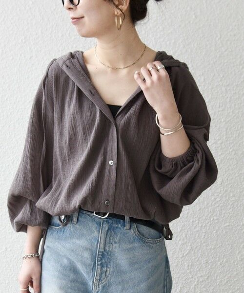 SHIPS / シップス シャツ・ブラウス | 《予約》SHIPS any:〈洗濯機可能〉楊柳 シアー ドロスト フード ブラウス | 詳細22