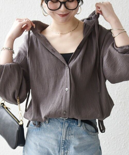 SHIPS / シップス シャツ・ブラウス | 《予約》SHIPS any:〈洗濯機可能〉楊柳 シアー ドロスト フード ブラウス | 詳細23