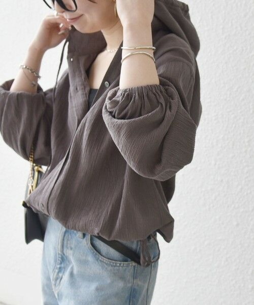 SHIPS / シップス シャツ・ブラウス | 《予約》SHIPS any:〈洗濯機可能〉楊柳 シアー ドロスト フード ブラウス | 詳細24