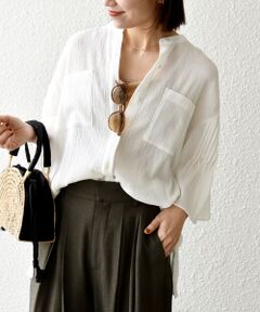 SHIPS / シップス シャツ・ブラウス | 《予約》SHIPS any:〈洗濯機可能〉楊柳 シアー バンド カラー フレア シャツ