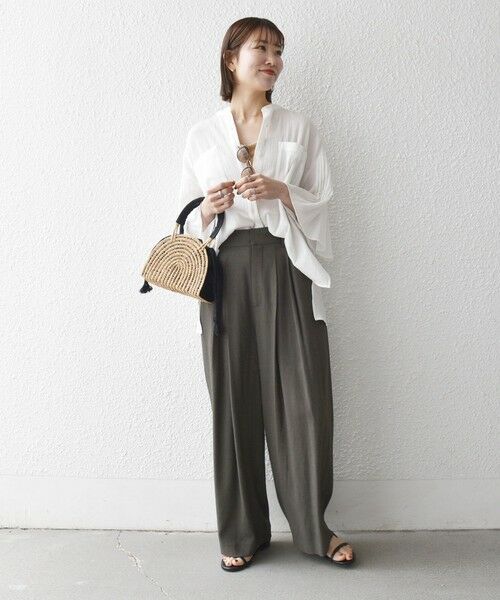 SHIPS / シップス シャツ・ブラウス | 《予約》SHIPS any:〈洗濯機可能〉楊柳 シアー バンド カラー フレア シャツ | 詳細1