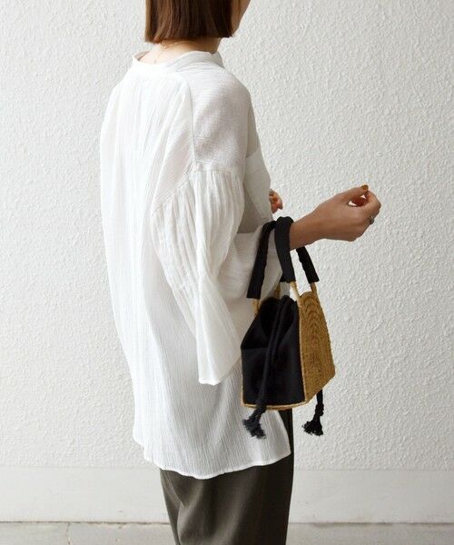 SHIPS / シップス シャツ・ブラウス | 《予約》SHIPS any:〈洗濯機可能〉楊柳 シアー バンド カラー フレア シャツ | 詳細5