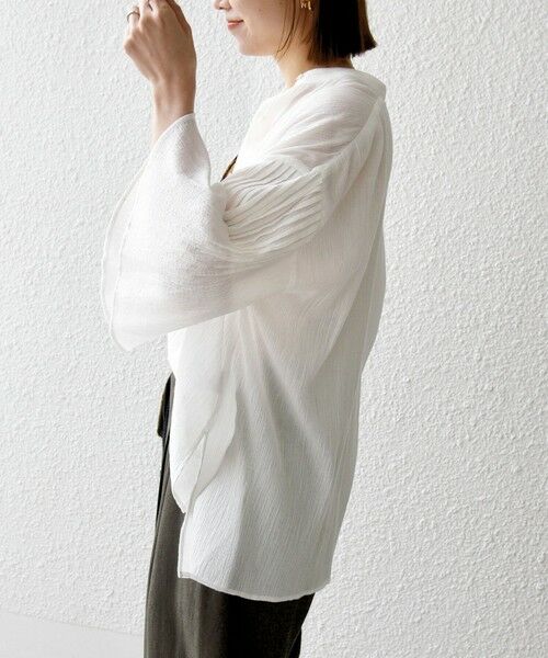 SHIPS / シップス シャツ・ブラウス | 《予約》SHIPS any:〈洗濯機可能〉楊柳 シアー バンド カラー フレア シャツ | 詳細7