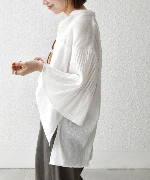 SHIPS / シップス シャツ・ブラウス | 《予約》SHIPS any:〈洗濯機可能〉楊柳 シアー バンド カラー フレア シャツ | 詳細8