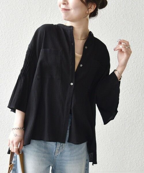 SHIPS / シップス シャツ・ブラウス | 《予約》SHIPS any:〈洗濯機可能〉楊柳 シアー バンド カラー フレア シャツ | 詳細15