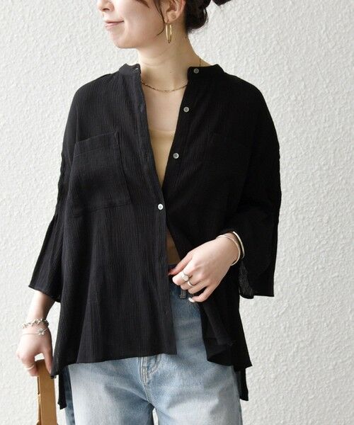 SHIPS / シップス シャツ・ブラウス | 《予約》SHIPS any:〈洗濯機可能〉楊柳 シアー バンド カラー フレア シャツ | 詳細16