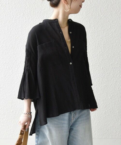 SHIPS / シップス シャツ・ブラウス | 《予約》SHIPS any:〈洗濯機可能〉楊柳 シアー バンド カラー フレア シャツ | 詳細20