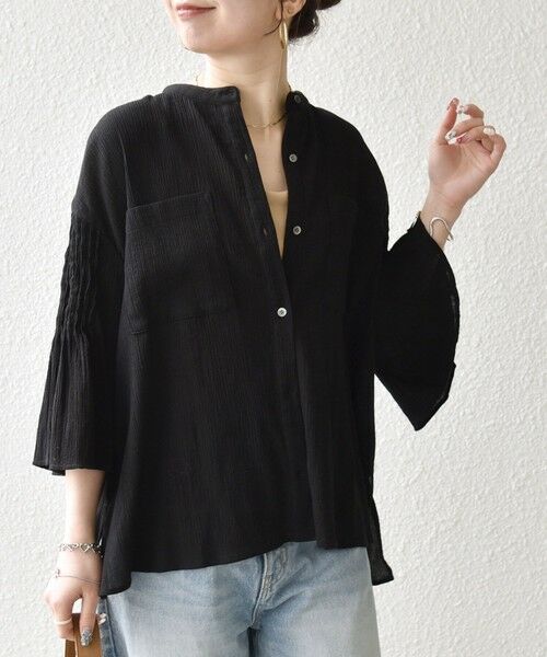 SHIPS / シップス シャツ・ブラウス | 《予約》SHIPS any:〈洗濯機可能〉楊柳 シアー バンド カラー フレア シャツ | 詳細21