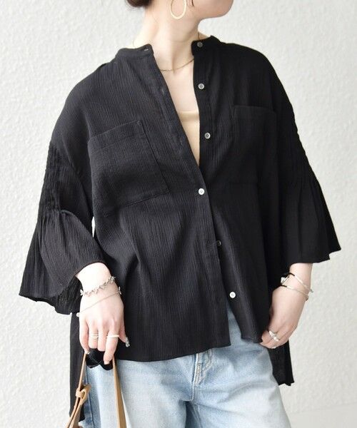 SHIPS / シップス シャツ・ブラウス | 《予約》SHIPS any:〈洗濯機可能〉楊柳 シアー バンド カラー フレア シャツ | 詳細22