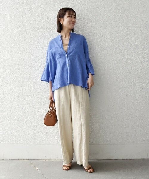 SHIPS / シップス シャツ・ブラウス | 《予約》SHIPS any:〈洗濯機可能〉楊柳 シアー バンド カラー フレア シャツ | 詳細30