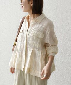 SHIPS / シップス シャツ・ブラウス | 《予約》SHIPS any:〈手洗い可能〉シアー チェック レギュラーカラー ペプラム シャツ