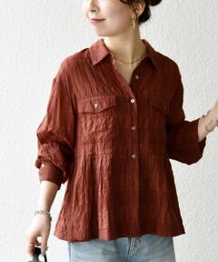 SHIPS / シップス シャツ・ブラウス | 《予約》SHIPS any:〈手洗い可能〉シアー チェック レギュラーカラー ペプラム シャツ