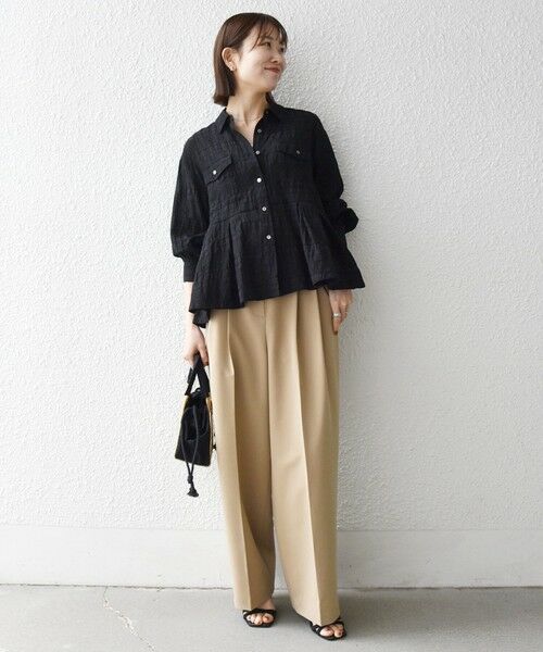 SHIPS / シップス シャツ・ブラウス | 《予約》SHIPS any:〈手洗い可能〉シアー チェック レギュラーカラー ペプラム シャツ | 詳細1