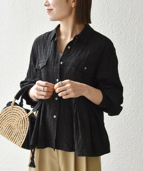 SHIPS / シップス シャツ・ブラウス | 《予約》SHIPS any:〈手洗い可能〉シアー チェック レギュラーカラー ペプラム シャツ | 詳細3