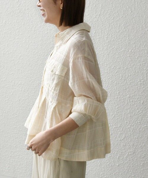 SHIPS / シップス シャツ・ブラウス | 《予約》SHIPS any:〈手洗い可能〉シアー チェック レギュラーカラー ペプラム シャツ | 詳細16