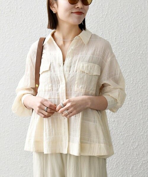 SHIPS / シップス シャツ・ブラウス | 《予約》SHIPS any:〈手洗い可能〉シアー チェック レギュラーカラー ペプラム シャツ | 詳細11