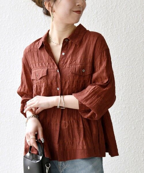 SHIPS / シップス シャツ・ブラウス | 《予約》SHIPS any:〈手洗い可能〉シアー チェック レギュラーカラー ペプラム シャツ | 詳細21