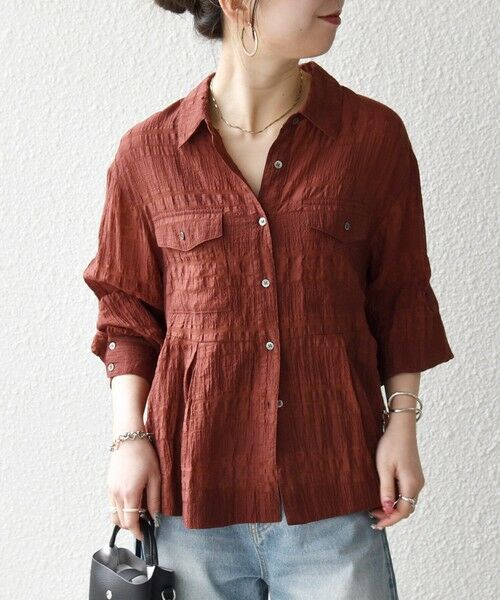 SHIPS / シップス シャツ・ブラウス | 《予約》SHIPS any:〈手洗い可能〉シアー チェック レギュラーカラー ペプラム シャツ | 詳細22