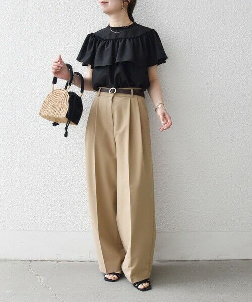 SHIPS / シップス シャツ・ブラウス | 《予約》SHIPS any:〈洗濯機可能〉グロッシー ラッフル フリル ギャザー ブラウス | 詳細1