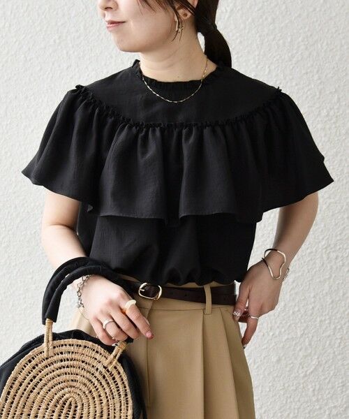 SHIPS / シップス シャツ・ブラウス | 《予約》SHIPS any:〈洗濯機可能〉グロッシー ラッフル フリル ギャザー ブラウス | 詳細3